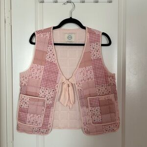 Patchwork Pink Vest with Tie Front